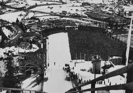 View from the tower of the big Olympic ski jump