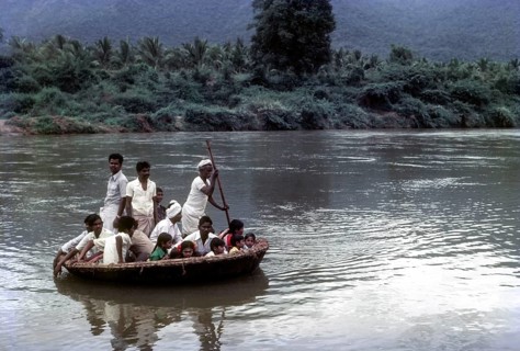 People enjoying Coracle Ride in River Bhavani at Nellithurai near Mettupalayam