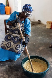 Woman making soap
