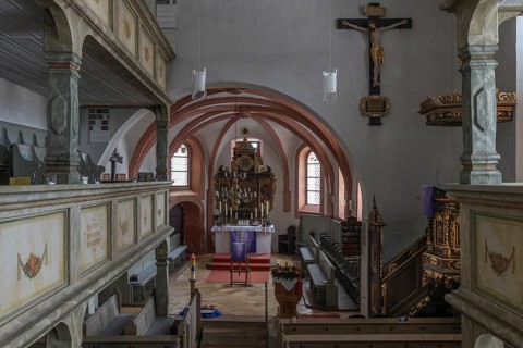 Interior with galleries and chancel of St Matthew's Church