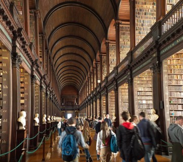 The 64-metre Long Room of the Old Library of Trinity College in Dublin