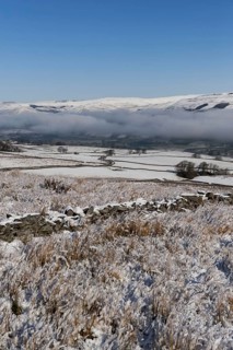 Upper Wensleydale near Hawes is snow-capped and overlooks Abbotside. North Yorkshire