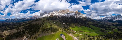 A panoramic view of the Rosengarten Group Mountains