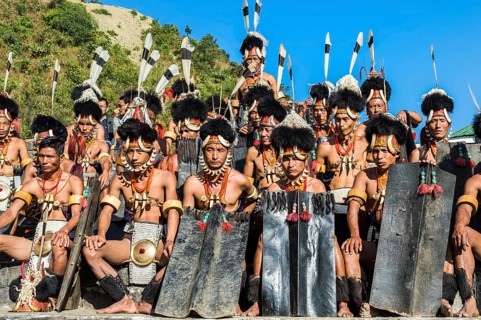 Performers gathered at the Hornbill Festival