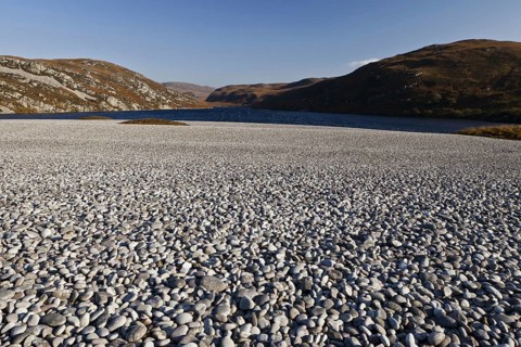 View of raised beach and freshwater lochan