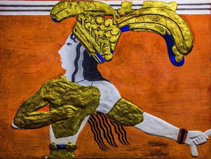 Minoan relief with ostrich feather