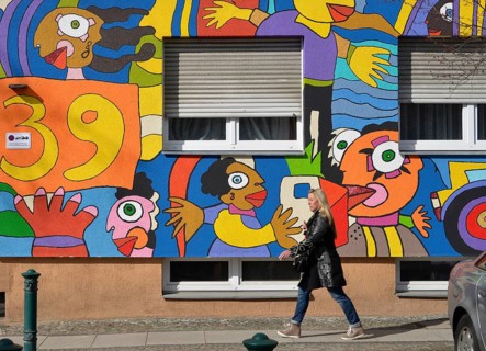 Colourful apartment building