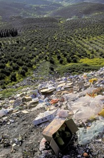 Rubbish dump on the slope
