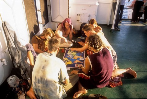 Tourists playing in the ship during their journey from chennai to andaman