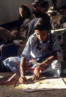 Engrossed in drawing