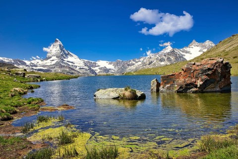 Matterhorn with Stellisee panoramic view