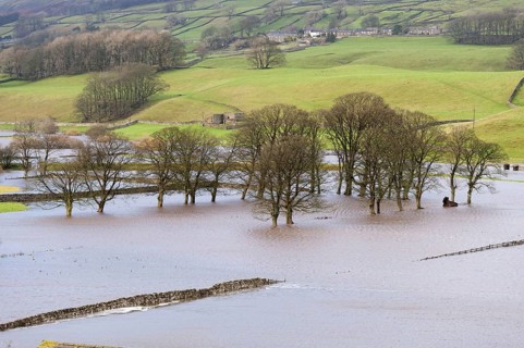 Flooded farmland along the River Ure near Hawes