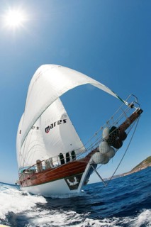 Sailing ship under full sail