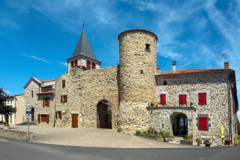Priory and Saint-Pierre Church. Bournoncle Saint-Pierre. Haute Loire departement. Auvergne Rhone Alpes. France