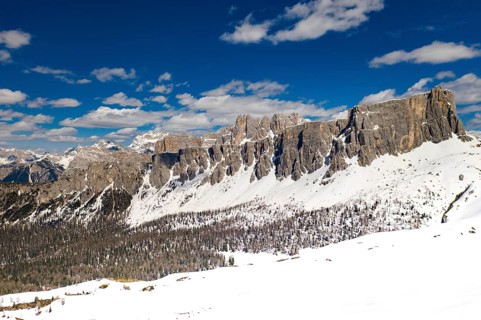Panoramic View from Pass Giau. Croda da Lago