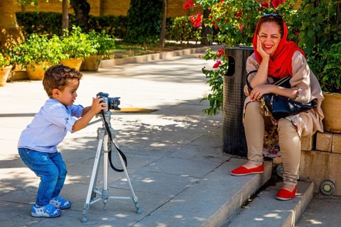 Photographer in the garden