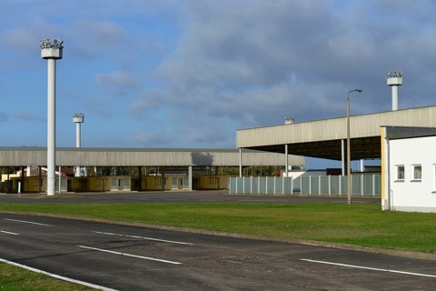 Passport and customs control point truck and bus entry