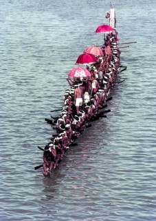 A completely decorated snake Boat