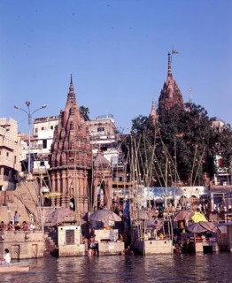 The Grandeur of the Manikarnika Ghat all the various Landings and Places of access along the River Ganga bank is an Unforgettable Sight