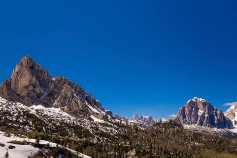 Panoramic View from Pass Giau. Dolomites alps. Italy