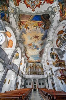 Organ gallery and ceiling frescoes
