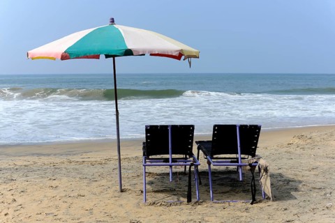 Beach lounger on the beach of Kovalam