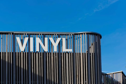 Vinyl lettering on wooden palisade