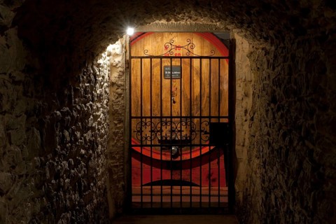 Barrels of Chianti red wine