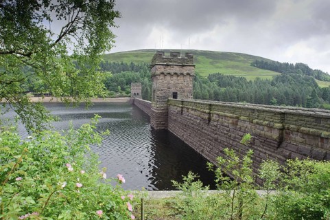 View of dam on river