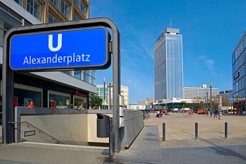 U train entrance and Park Inn Hotel am Alexanderplatz