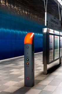 Emergency call box at Ueberseequartier station