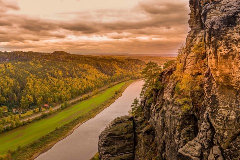 Bastei view of the Elbe valley towards Wehlen