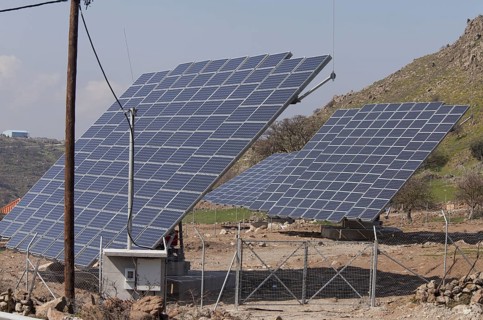 Solar energy panels in countryside