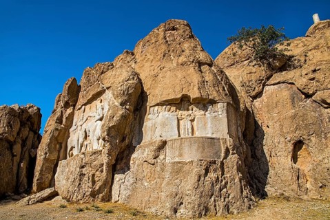 Reliefs of Ardashir I the Great Bahram II and the ancient Elamite relief