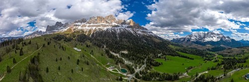 A panoramic view of the Rosengarten Group Mountains