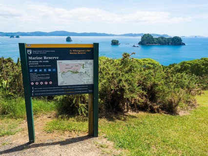 Notice board at Cathedral Cove Walk