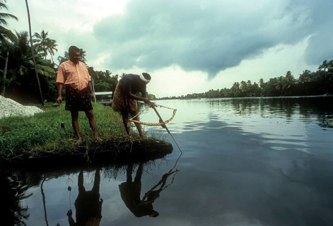 Fishing with bow and arrow