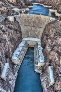 Arch-gravity dam on river