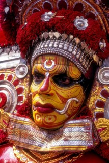 Theyyam dancer in Kavadiyattam in Athachamayam celebration in Thripunithura during Onam near Ernakulam