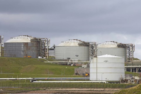 Storage tanks at the Coastal Oil and Liquefied Natural Gas Terminal