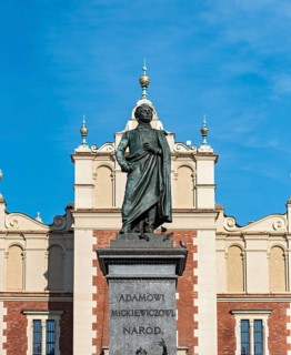 Adam Mickiewicz Monument in front of Sukiennice Cloth Hall