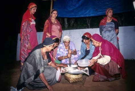 Kodava women making rice ball