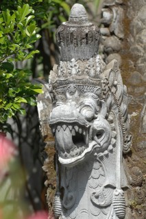 Historical statue sculpture of dragon as temple guardian