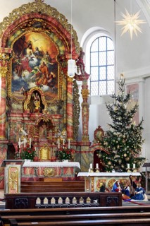 Main altar with Christmas tree