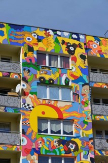Colourful apartment building
