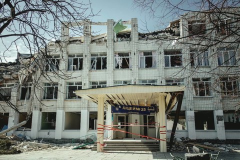 25th school destroyed by a Russian missile attack on 4 March at 9:30 h