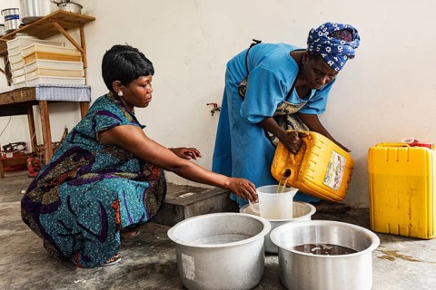 Women making soap