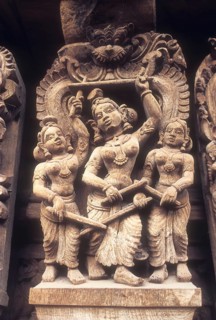 350 years old wooden carvings in a temple chariot in Madurai