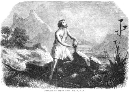 Jacob pouring oil on the stone