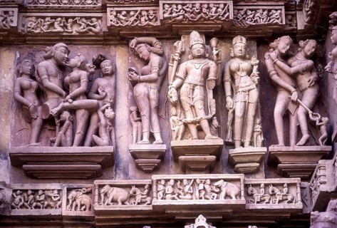 Sculptures on North facade exterior wall of the Lakshmana temple is built by chandella ruler Vasovarman between 930-950 AD